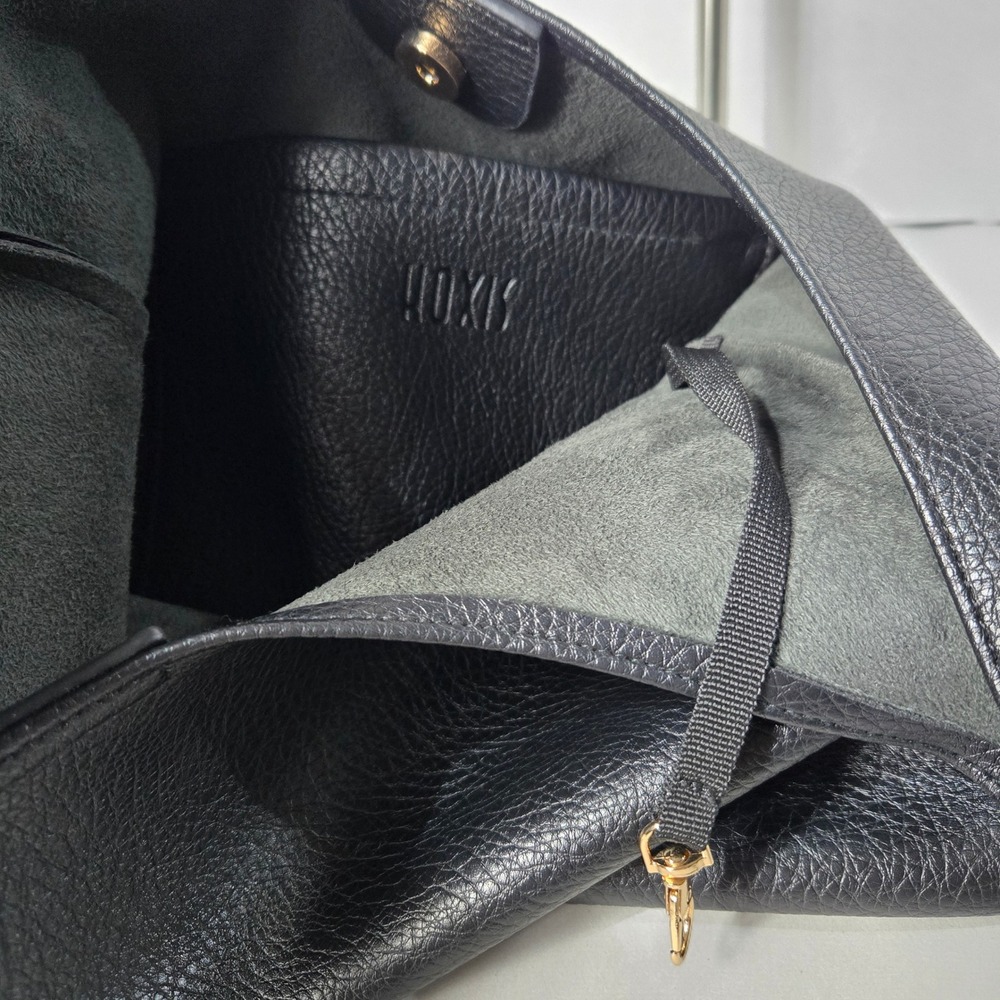 Hoxis Hobo Shoulder Bag Large Black Pebbled Vegan Leather Slouchy Tote - Picture 4 of 9